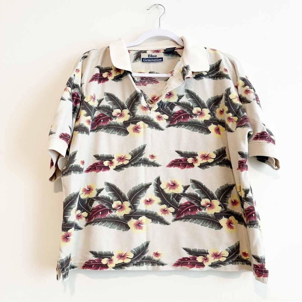 Blue Generation Hawaiian Floral Polo Shirt